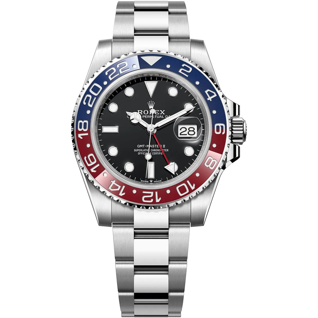 Rolex GMT Master II Pepsi m126710BLRO-0002 Men’s Watch Black Dial Silver Band