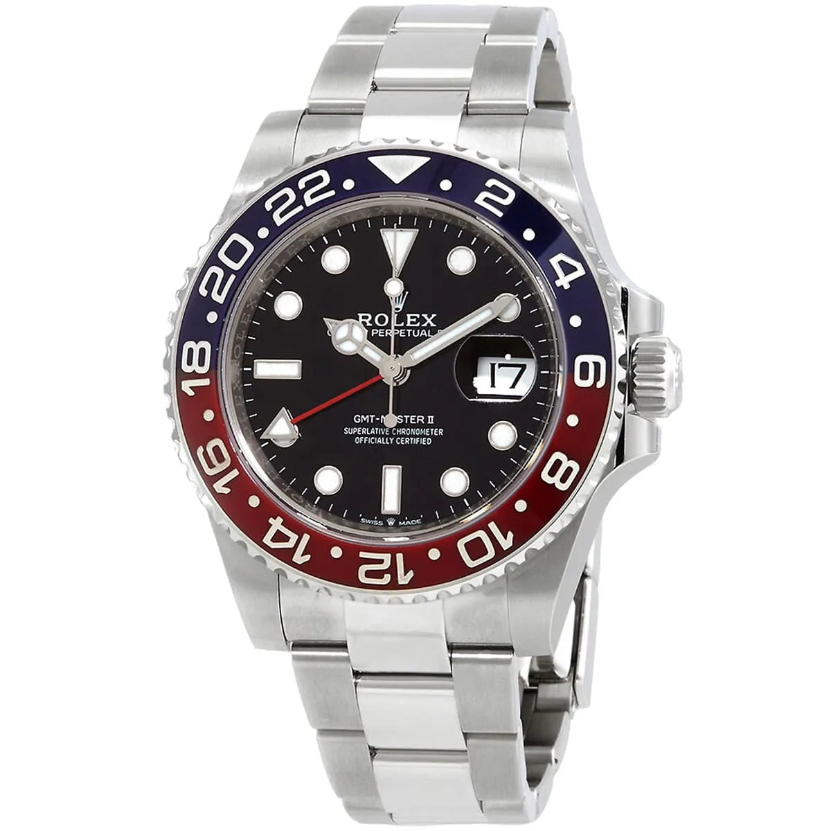 Rolex GMT Master II Pepsi m126710BLRO-0002 Men’s Watch Black Dial Silver Band