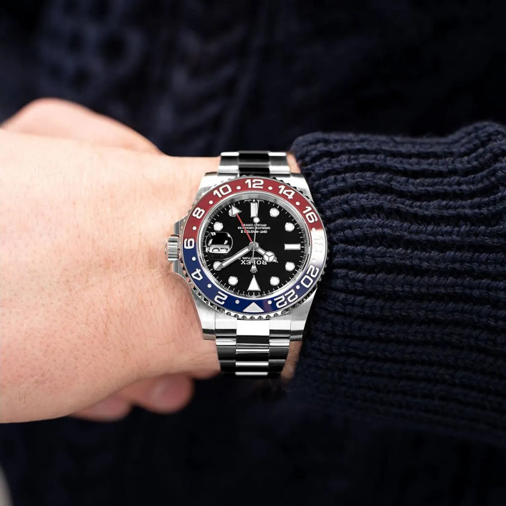 Rolex GMT Master II Pepsi m126710BLRO-0002 Men’s Watch Black Dial Silver Band