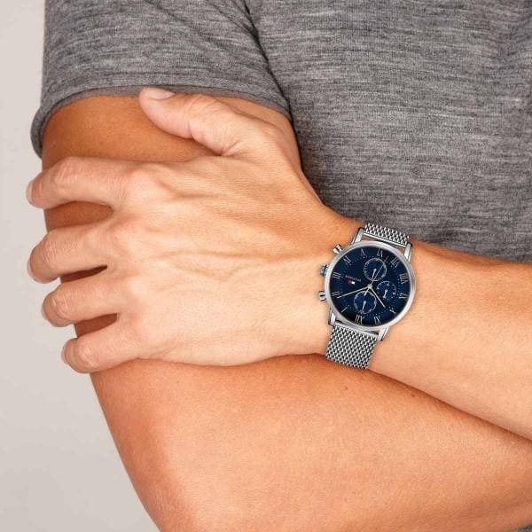 Tommy Hilfiger Men’s Watch 1791398 Blue Dial Mesh Strap