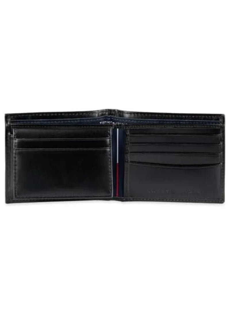 TH Black Leather Bifold Wallet For Men