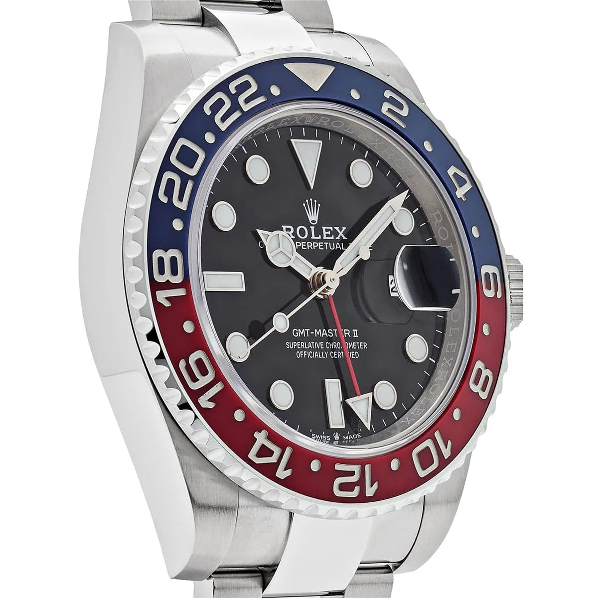 Rolex GMT Master II Pepsi m126710BLRO-0002 Men’s Watch Black Dial Silver Band