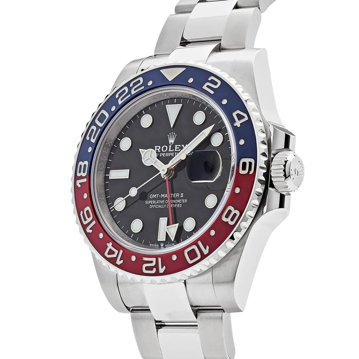 Rolex GMT Master II Pepsi m126710BLRO-0002 Men’s Watch Black Dial Silver Band