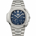 Luxury Nautilus-Style Stainless Steel Watch – Blue Dial, Multi-Function Display