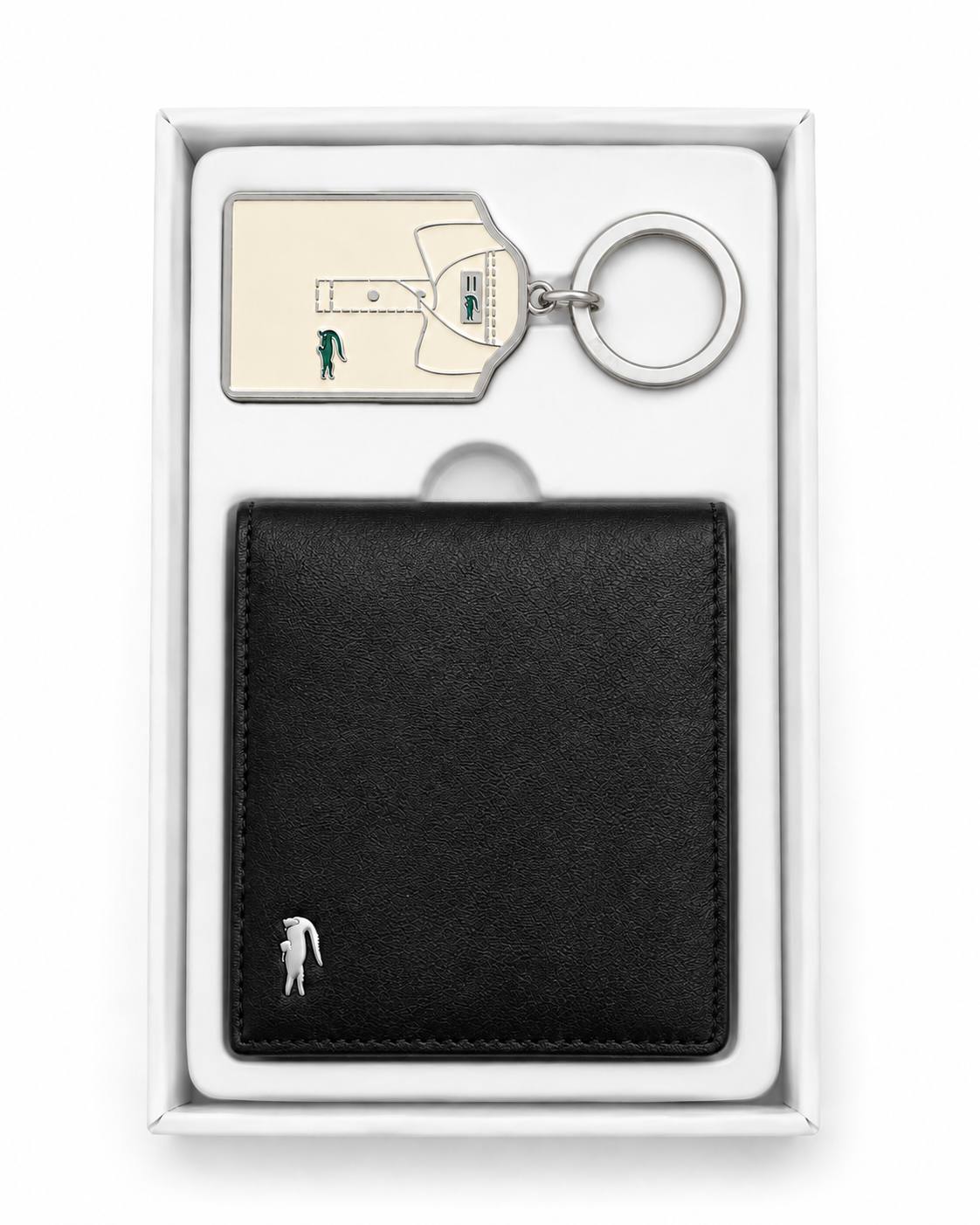 Lacoste Men’s Wallet & Keychain Gift Set – Black Leather