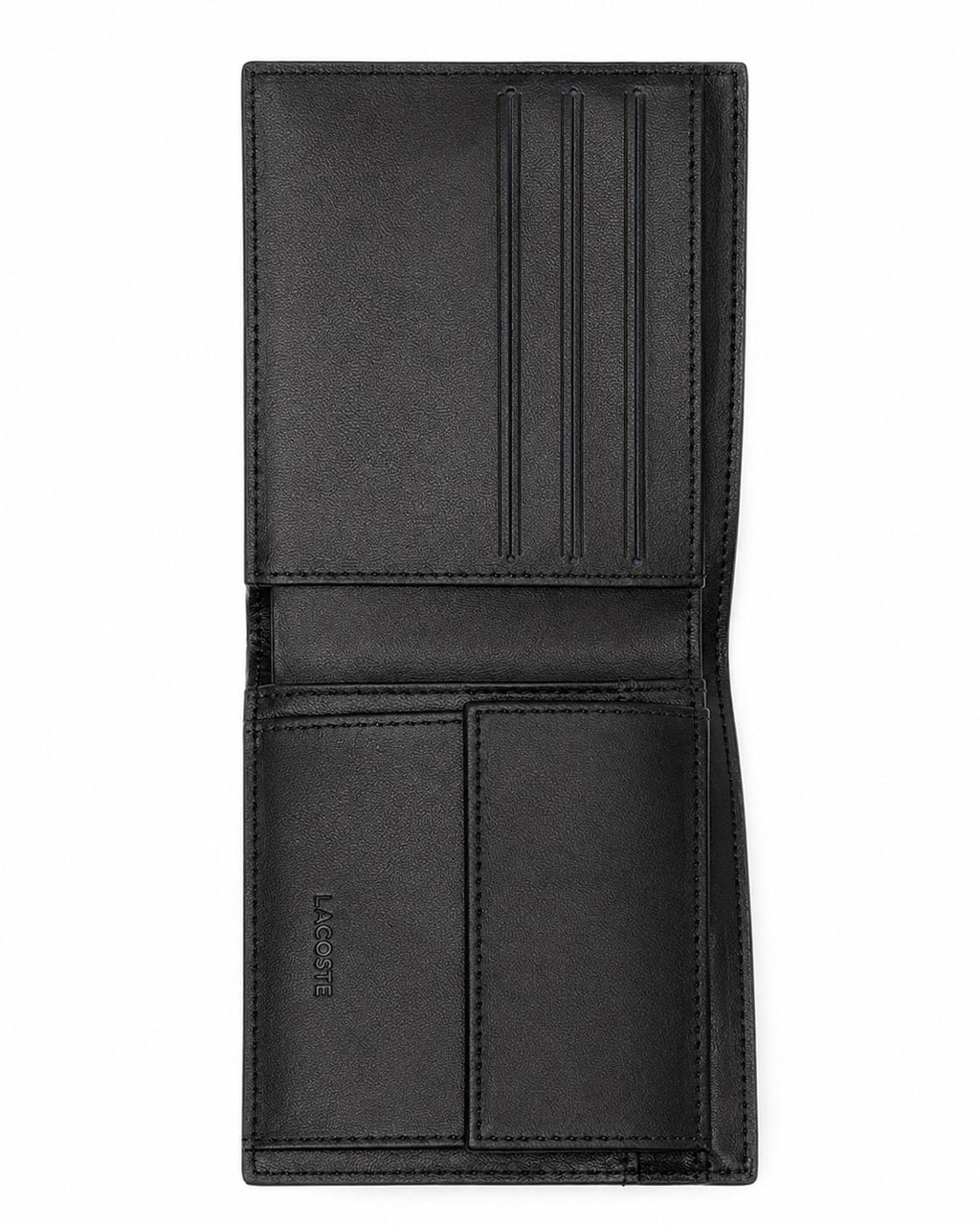 Lacoste Men’s Wallet & Keychain Gift Set – Black Leather