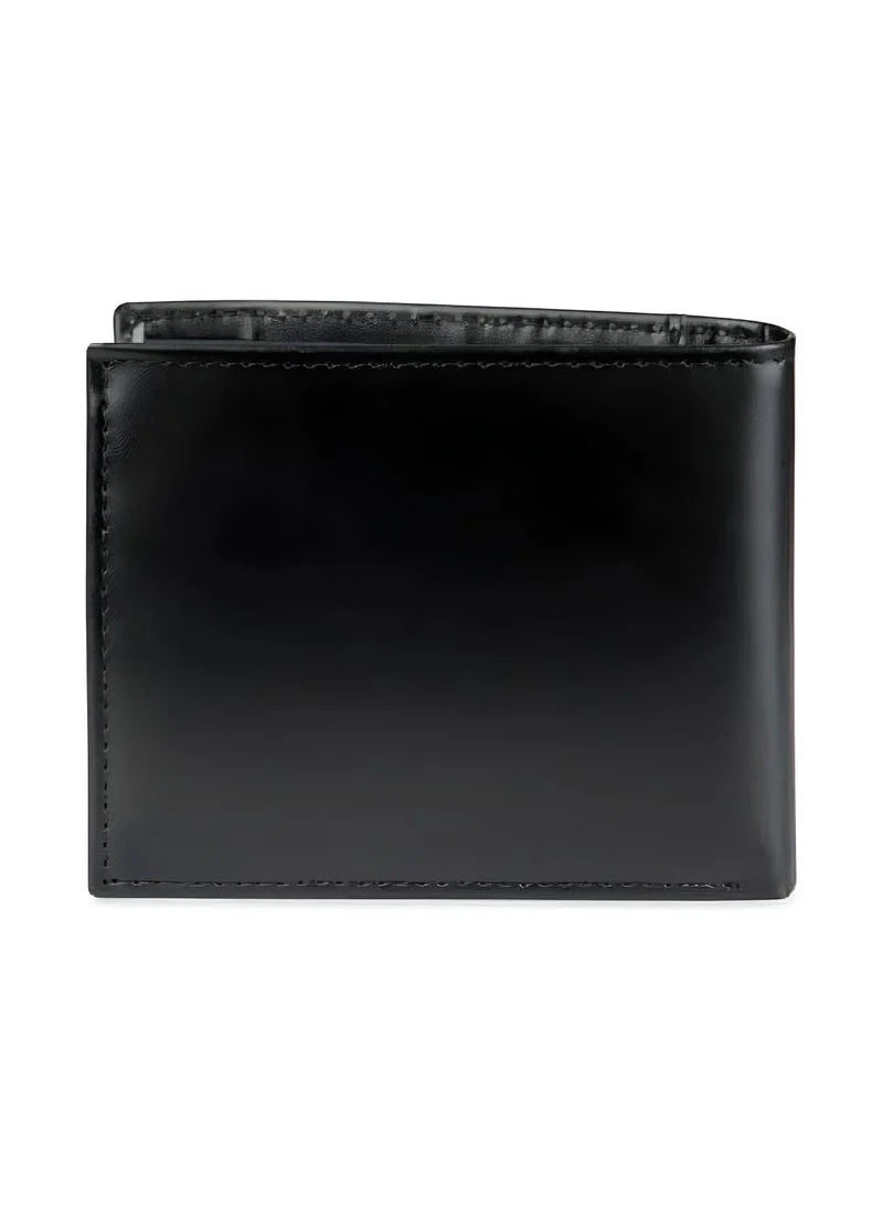 TH Black Leather Bifold Wallet For Men